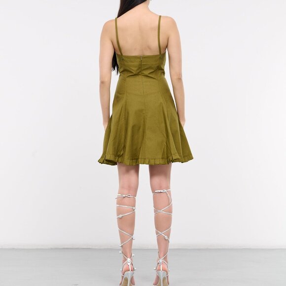 NEW NWT Ludovic de Saint Sernin Easy Cleavage Dress in Olive Green FWRD MINI - Picture 2 of 5